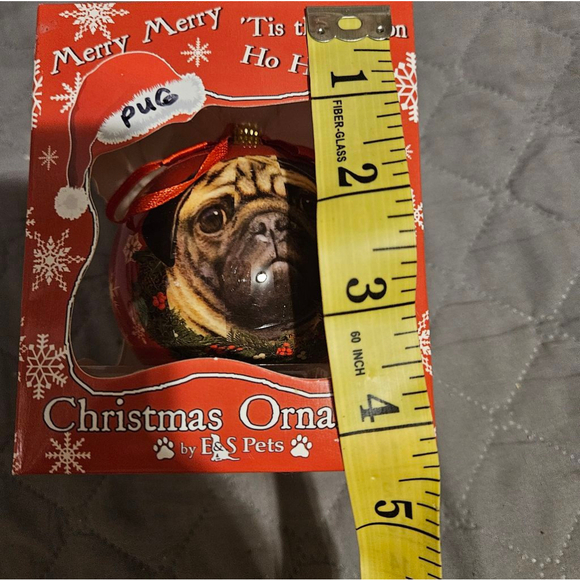E&S Pets Pug Christmas Ornament Red White (NEW) - Picture 6 of 7